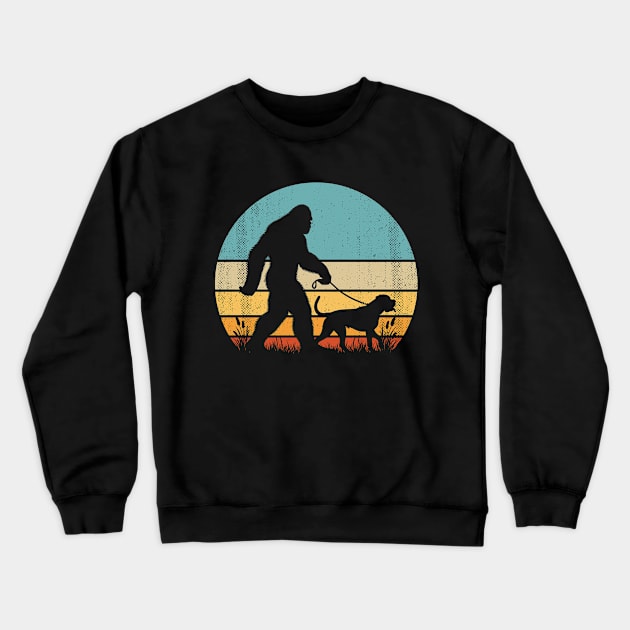 Bigfoot Sasquatch Walking Mastiff Dog Vintage Dog Lover Crewneck Sweatshirt by Cuteness Klub